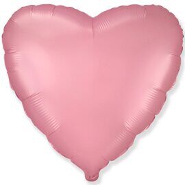 И 18 Сердце Розовый сатин / Heart Satin pastel pink / 1шт