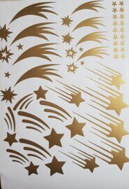 Наклейка "Звезды №3 звездопад" 45 шт на листе А4 золото