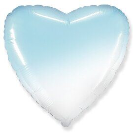 И 18 Сердце Бело-голубой градиент / White-Blue gradient / 1 шт