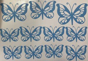 Наклейка "бабочки" 11 шт на листе А4 голубой
