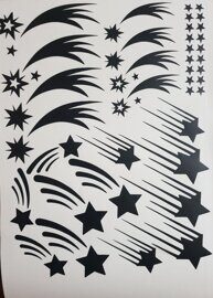 Наклейка "Звезды №3 звездопад" 45 шт на листе А4 черный